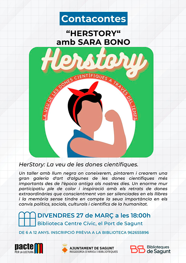 Cuentacuentos para público infantil 'Herstory, la veu de les dones científiques', con Sara Bono, en Puerto de Sagunto