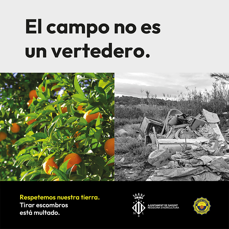 El departamento de Agricultura lanza una nueva campaña para concienciar contra la contaminación por escombros y residuos